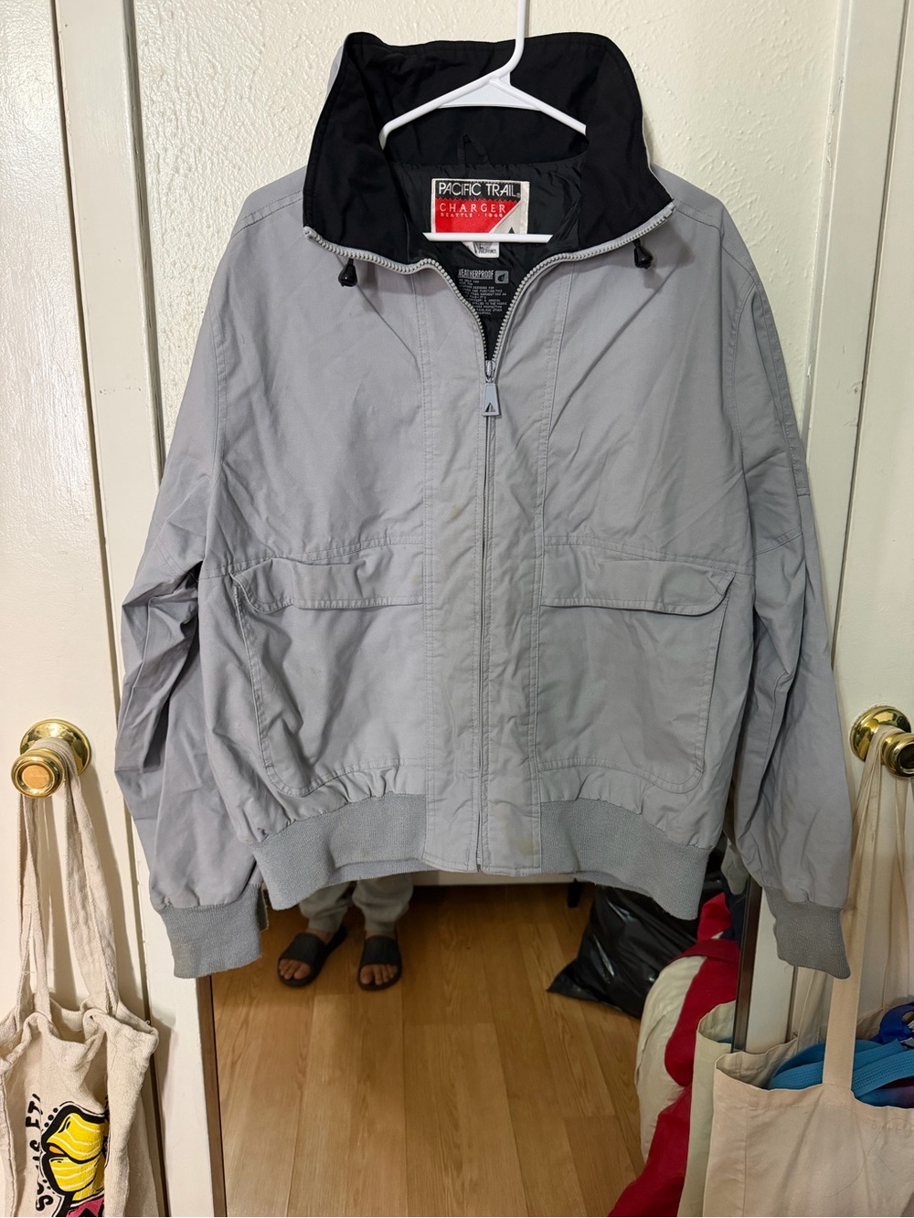 Pacific Trail Light Gray Bomber Jacket with Black Lined Collar